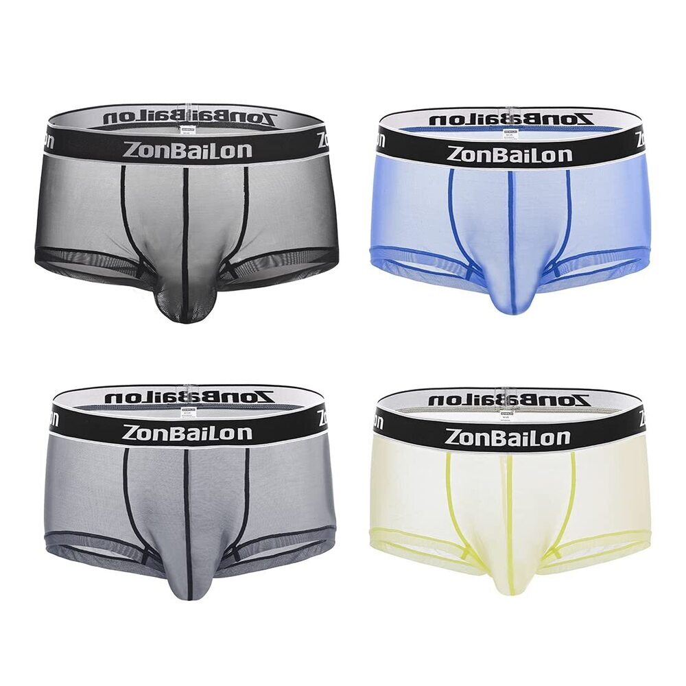 8207 Sexy Underwear Brief Mesh See-Through Sheer Boxer Shorts Set XXL